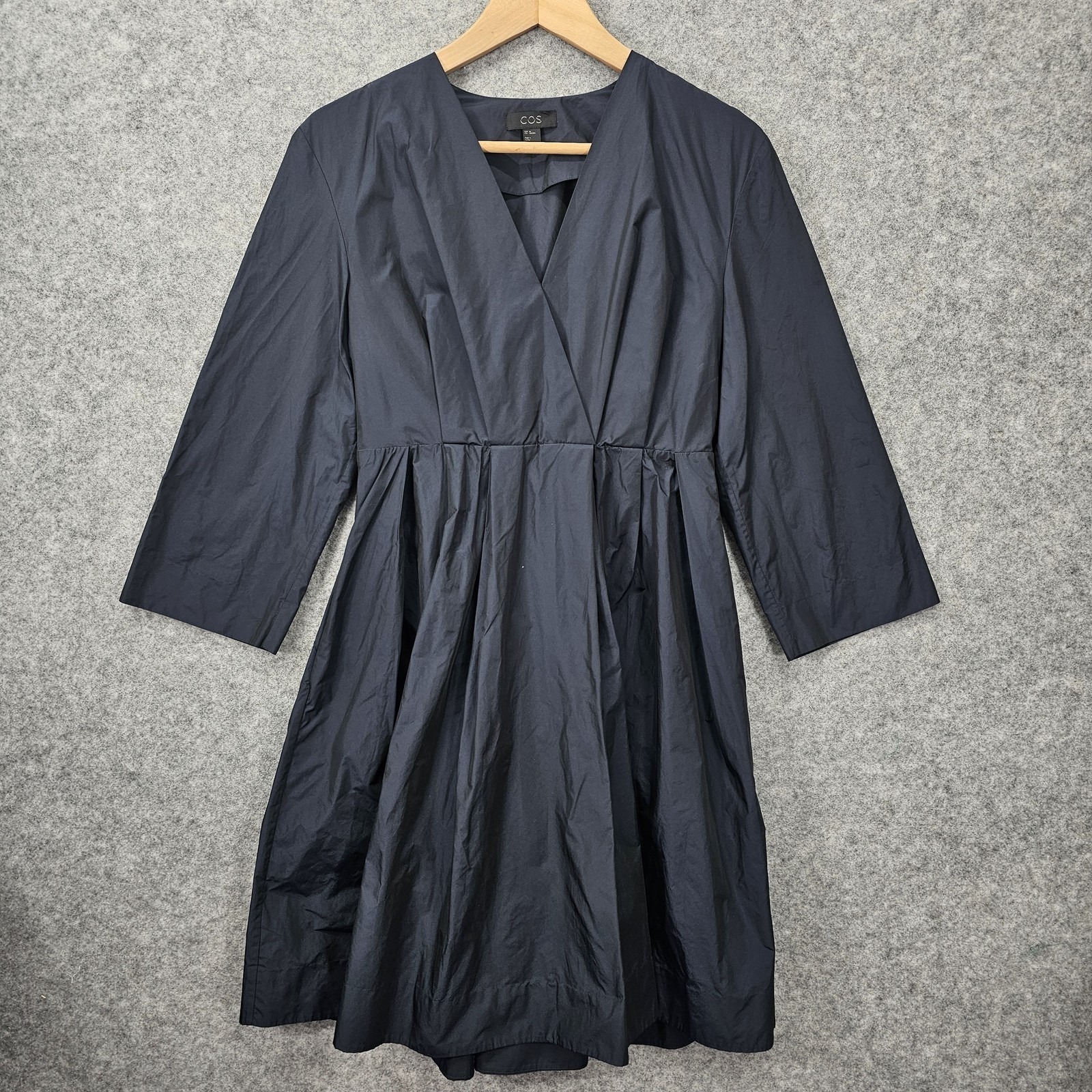 Navy Minimalist Wrap Dress Womens Xs Blue Cos Old Money Cocktail Office